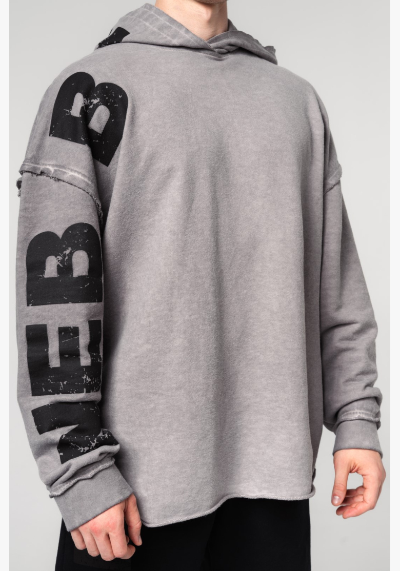 NEBBIA • NEBBIA Washed-off oversized hoodie with hood NO BS gray • Nebshop.cz NEBBIA • NEBBIA Washed-off oversized hoodie with hood NO BS gray • Nebshop.cz