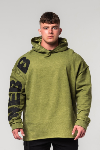 NEBBIA • NEBBIA Washed-off oversized mikina s kapucí NO BS zelená • Nebshop.cz