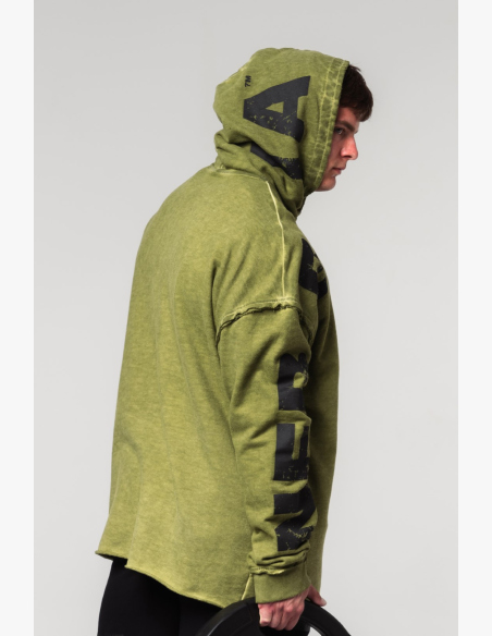 NEBBIA • NEBBIA Washed-off oversized hoodie with hood NO BS green • Nebshop.cz