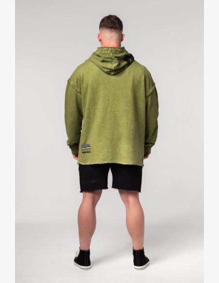 NEBBIA • NEBBIA Vypraná oversized mikina s kapucňou NO BS zelená • Nebshop.sk