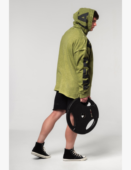 NEBBIA • NEBBIA Washed-off oversized hoodie with hood NO BS green • Nebshop.cz