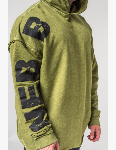 NEBBIA • NEBBIA Washed-off oversized hoodie with hood NO BS green • Nebshop.cz