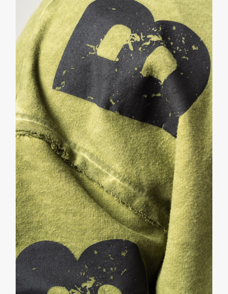 NEBBIA • NEBBIA Washed-off oversized hoodie with hood NO BS green • Nebshop.cz