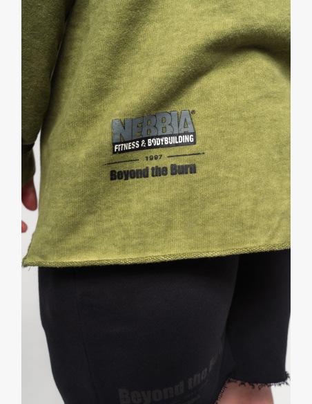 NEBBIA • NEBBIA Washed-off oversized hoodie with hood NO BS green • Nebshop.cz