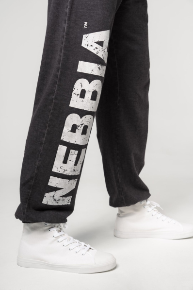 NEBBIA • NEBBIA Washed-off voľné baggy tepláky s vreckami GYM BRO čierne • Nebshop.sk 2