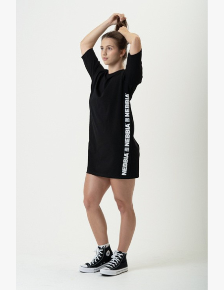 NEBBIA • NEBBIA Tričkové oversized šaty NEBBIA CLUB čierne • Nebshop.sk