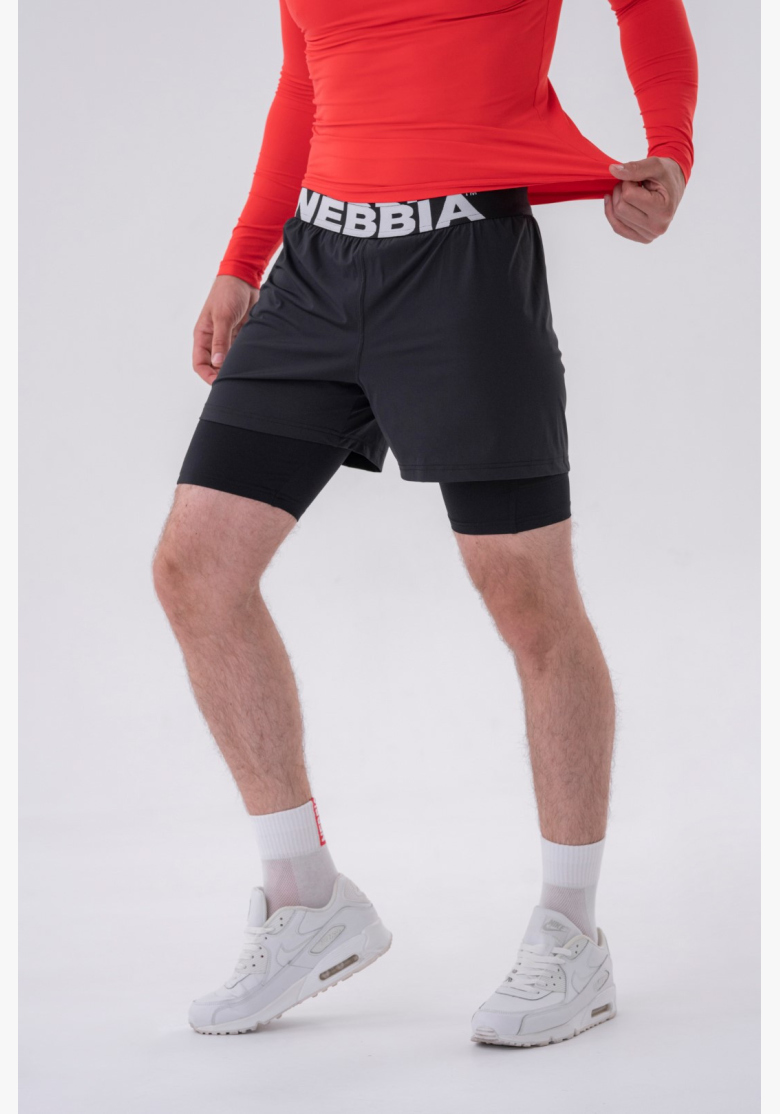 NEBBIA • NEBBIA Pantaloni corti a due strati con tasche per cellulare neri • Nebshop.cz NEBBIA • NEBBIA Pantaloni corti a due strati con tasche per cellulare neri • Nebshop.cz