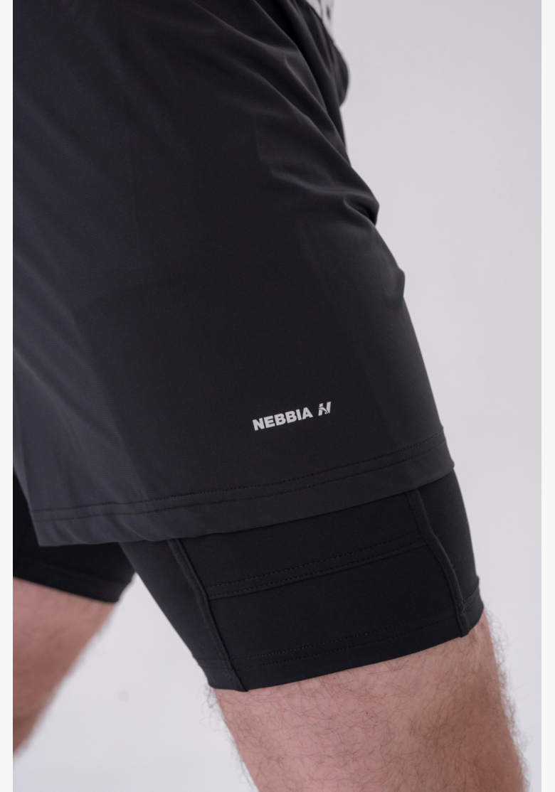 NEBBIA • NEBBIA Pantaloni corti a due strati con tasche per cellulare neri • Nebshop.cz NEBBIA • NEBBIA Pantaloni corti a due strati con tasche per cellulare neri • Nebshop.cz