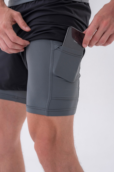 NEBBIA • NEBBIA Pantaloni corti a doppio strato con tasche per cellulare grigi • Nebshop.cz 2