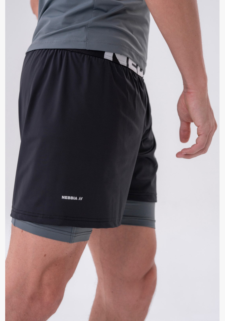 NEBBIA • NEBBIA Pantaloni corti a doppio strato con tasche per cellulare grigi • Nebshop.cz NEBBIA • NEBBIA Pantaloni corti a doppio strato con tasche per cellulare grigi • Nebshop.cz
