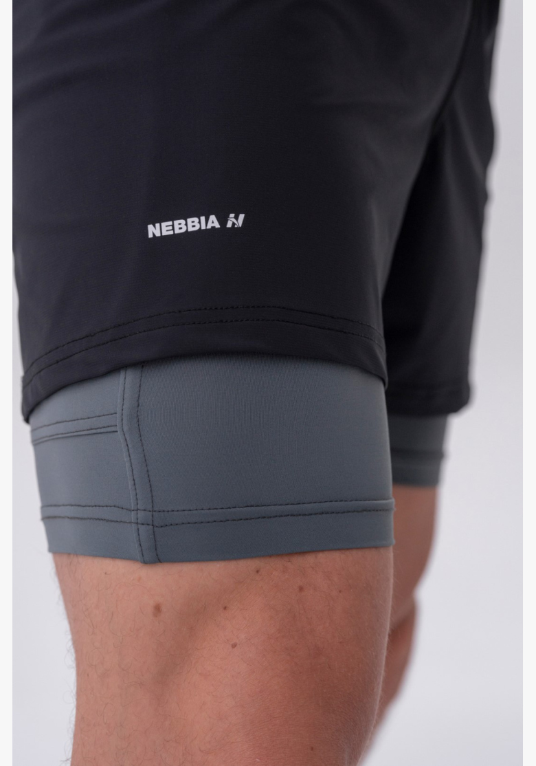 NEBBIA • NEBBIA Pantaloni corti a doppio strato con tasche per cellulare grigi • Nebshop.cz NEBBIA • NEBBIA Pantaloni corti a doppio strato con tasche per cellulare grigi • Nebshop.cz
