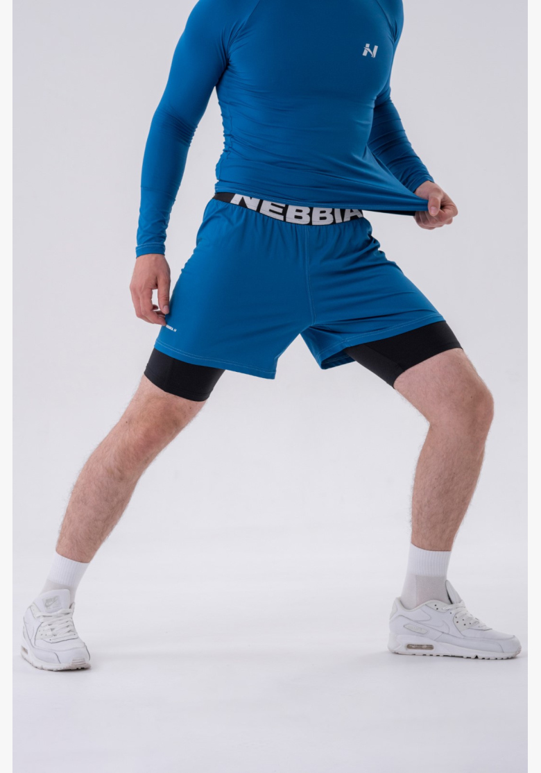 NEBBIA • NEBBIA Pantaloni corti a doppio strato con tasche per cellulare blu • Nebshop.cz NEBBIA • NEBBIA Pantaloni corti a doppio strato con tasche per cellulare blu • Nebshop.cz