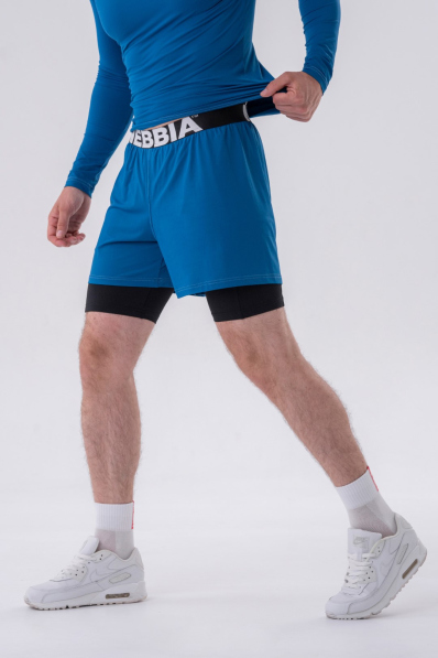 NEBBIA • NEBBIA Pantaloni corti a doppio strato con tasche per cellulare blu • Nebshop.cz 2