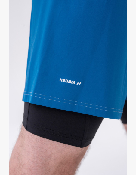NEBBIA • NEBBIA Dvojvrstvové šortky s kapsami na mobil modré • Nebshop.sk