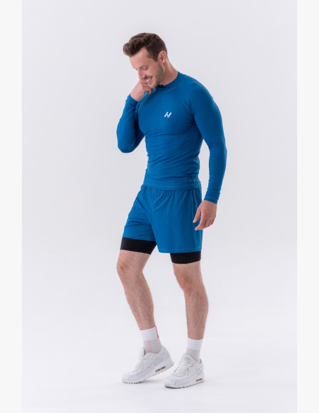 NEBBIA • NEBBIA Pantaloni corti a doppio strato con tasche per cellulare blu • Nebshop.cz