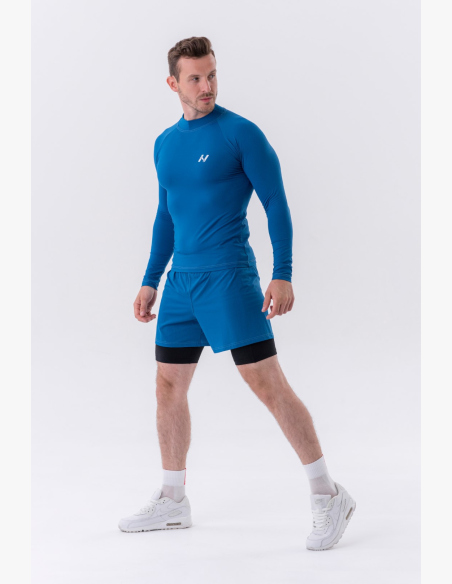 NEBBIA • NEBBIA Pantaloni corti a doppio strato con tasche per cellulare blu • Nebshop.cz