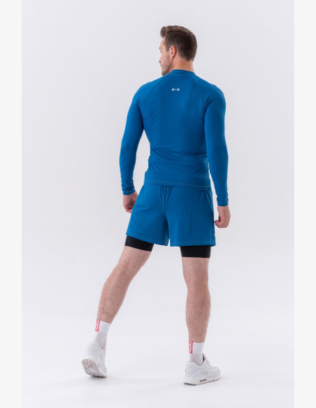 NEBBIA • NEBBIA Pantaloni corti a doppio strato con tasche per cellulare blu • Nebshop.cz