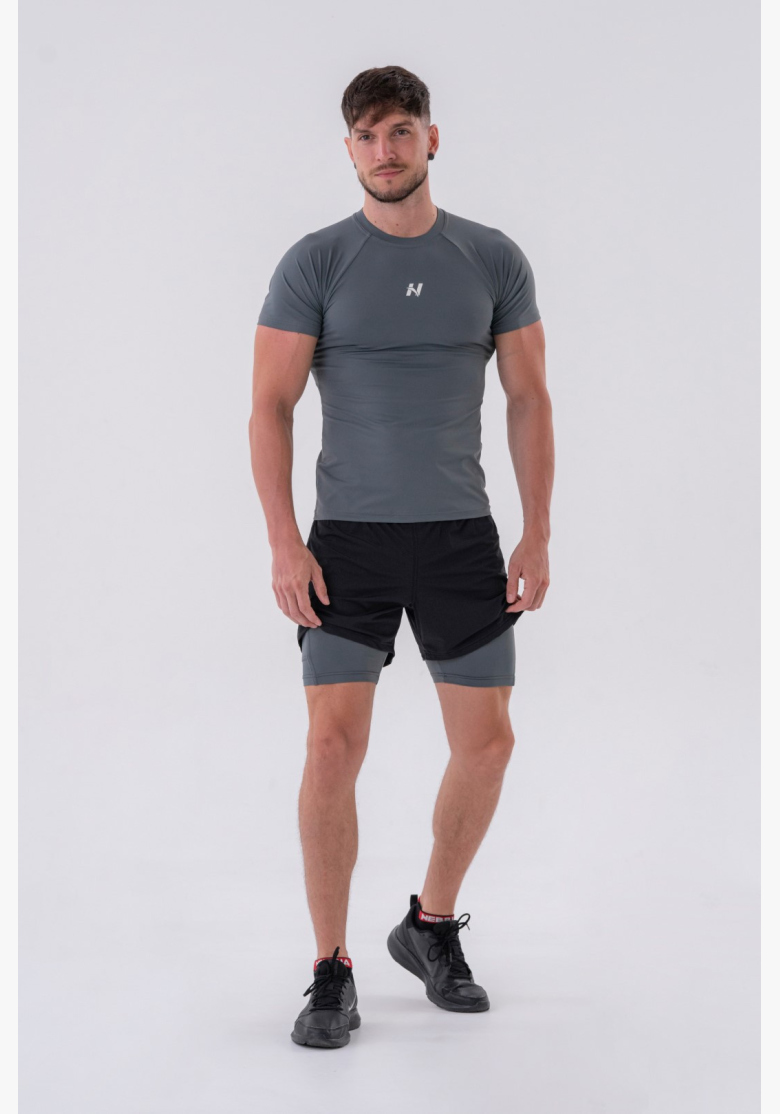 NEBBIA • NEBBIA Pantaloni corti a doppio strato con tasche per cellulare grigi • Nebshop.cz NEBBIA • NEBBIA Pantaloni corti a doppio strato con tasche per cellulare grigi • Nebshop.cz