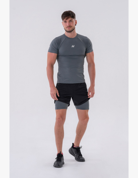 NEBBIA • NEBBIA Pantaloni corti a doppio strato con tasche per cellulare grigi • Nebshop.cz