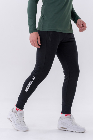 NEBBIA • NEBBIA Slim tepláky s kapsami na zips "Re-gain" černé • Nebshop.cz 2