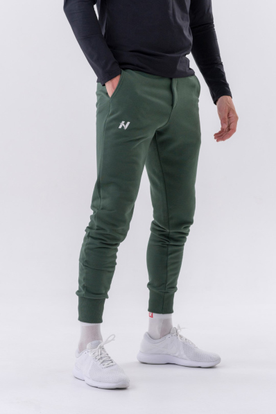 NEBBIA • NEBBIA Slim tepláky s bočními kapsami "Reset" zelené • Nebshop.cz
