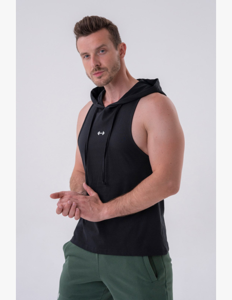 NEBBIA • NEBBIA Fitness canotta con cappuccio nera • Nebshop.cz
