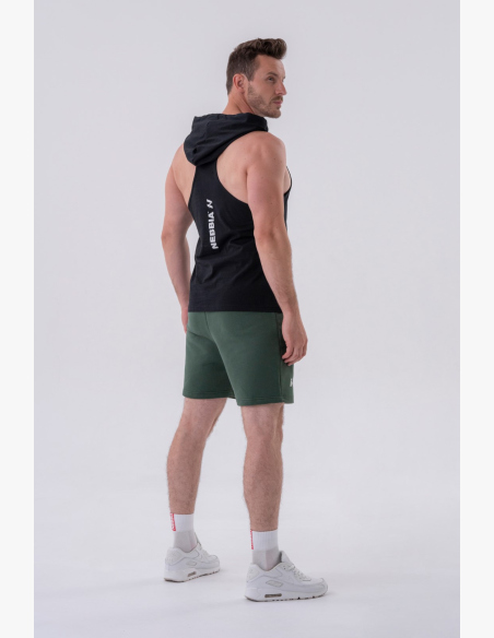 NEBBIA • NEBBIA Fitness canotta con cappuccio nera • Nebshop.cz