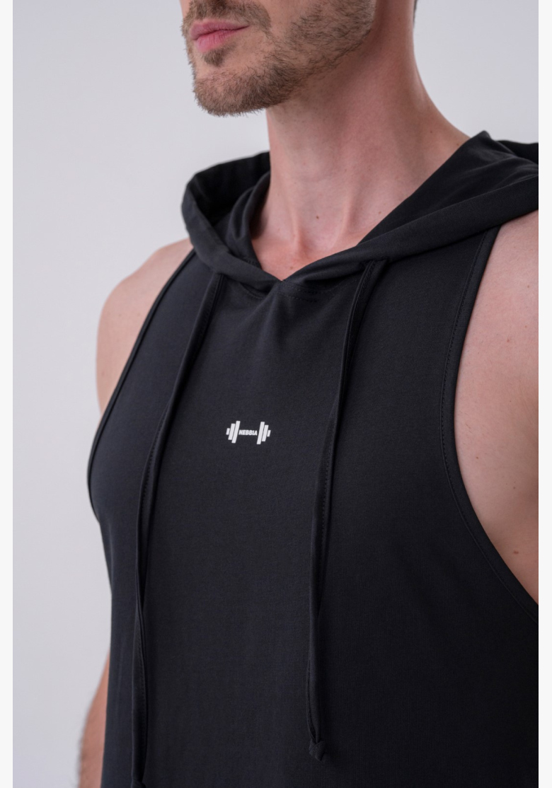 NEBBIA • NEBBIA Fitness canotta con cappuccio nera • Nebshop.cz NEBBIA • NEBBIA Fitness canotta con cappuccio nera • Nebshop.cz