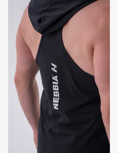 NEBBIA • NEBBIA Fitness canotta con cappuccio nera • Nebshop.cz