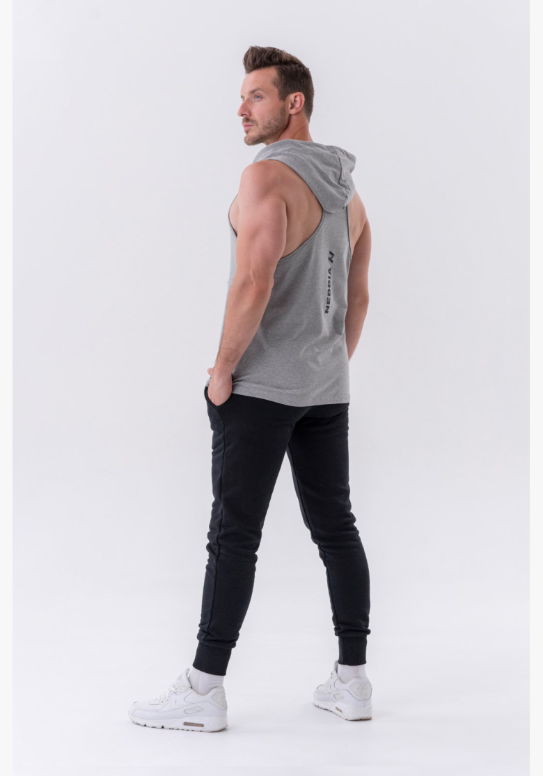 NEBBIA • NEBBIA Fitness tielko s kapucňou šedé • Nebshop.sk NEBBIA • NEBBIA Fitness tielko s kapucňou šedé • Nebshop.sk