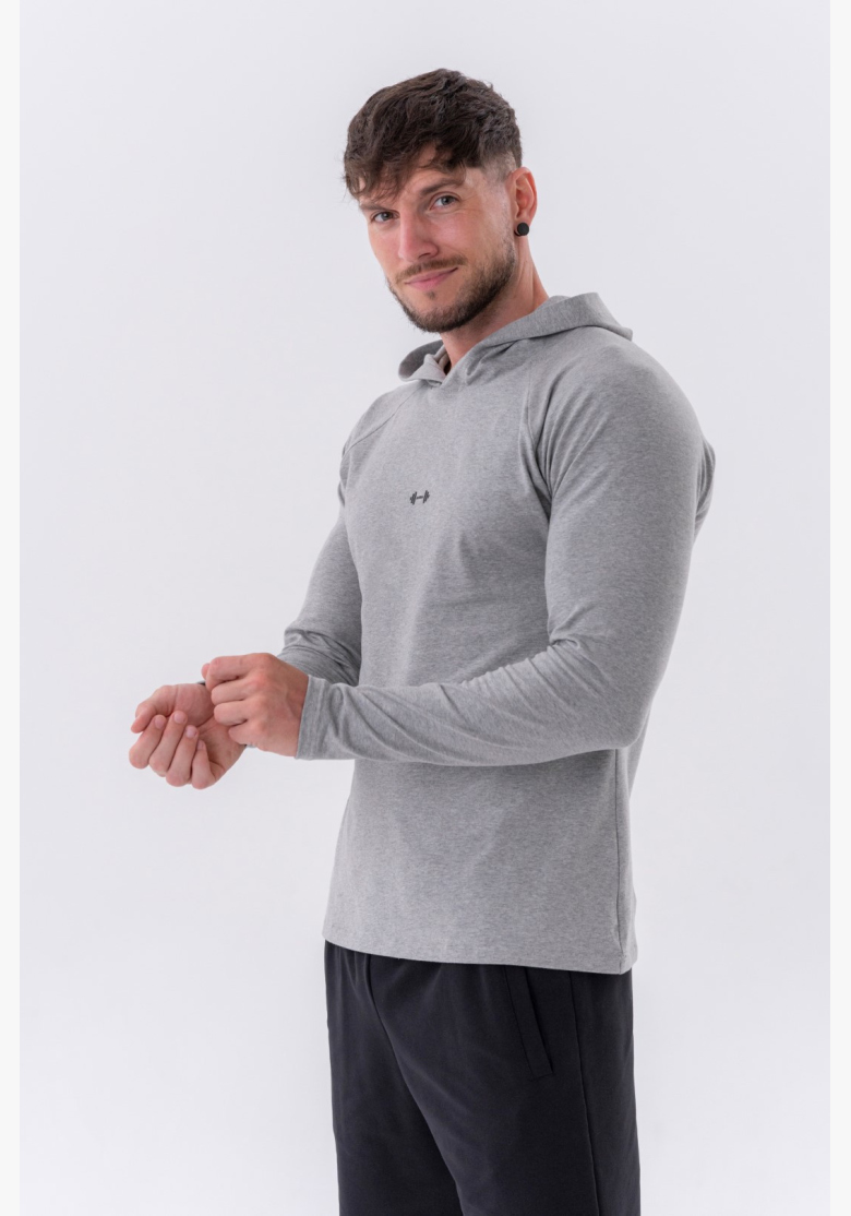 NEBBIA • NEBBIA Tričko s dlhým rukávom a kapucňou šedé • Nebshop.sk NEBBIA • NEBBIA Tričko s dlhým rukávom a kapucňou šedé • Nebshop.sk