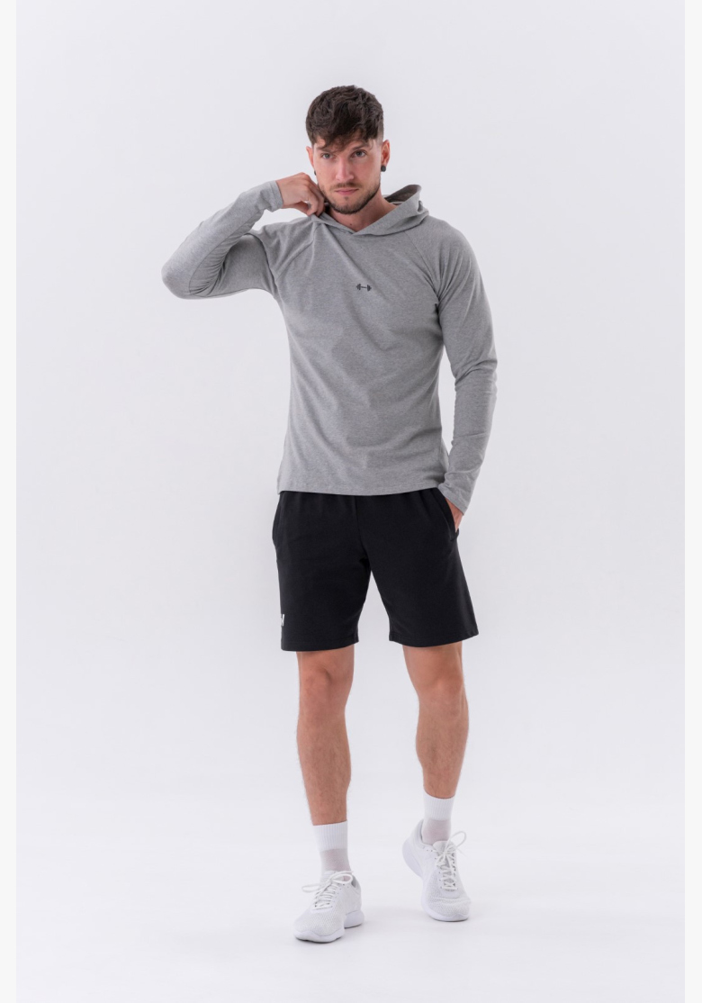 NEBBIA • NEBBIA Tričko s dlhým rukávom a kapucňou šedé • Nebshop.sk NEBBIA • NEBBIA Tričko s dlhým rukávom a kapucňou šedé • Nebshop.sk