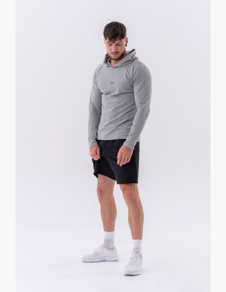 NEBBIA • NEBBIA Tričko s dlhým rukávom a kapucňou šedé • Nebshop.sk