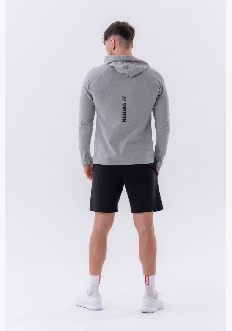 NEBBIA • NEBBIA Tričko s dlhým rukávom a kapucňou šedé • Nebshop.sk NEBBIA • NEBBIA Tričko s dlhým rukávom a kapucňou šedé • Nebshop.sk
