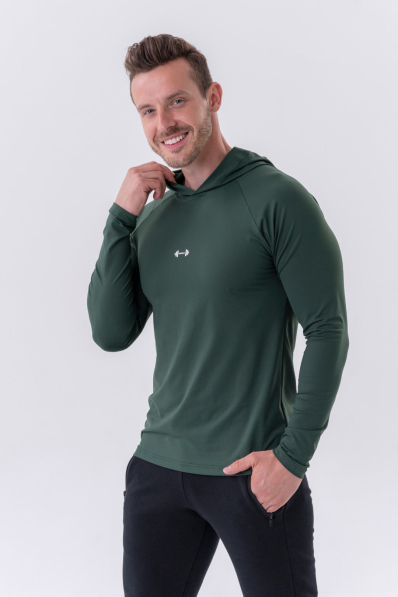 NEBBIA • NEBBIA Maglietta a maniche lunghe con cappuccio verde • Nebshop.it