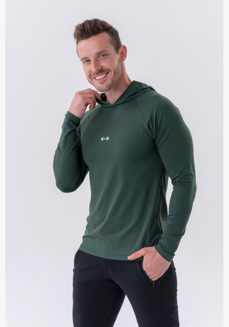 NEBBIA • NEBBIA Maglietta a maniche lunghe con cappuccio verde • Nebshop.it NEBBIA • NEBBIA Maglietta a maniche lunghe con cappuccio verde • Nebshop.it