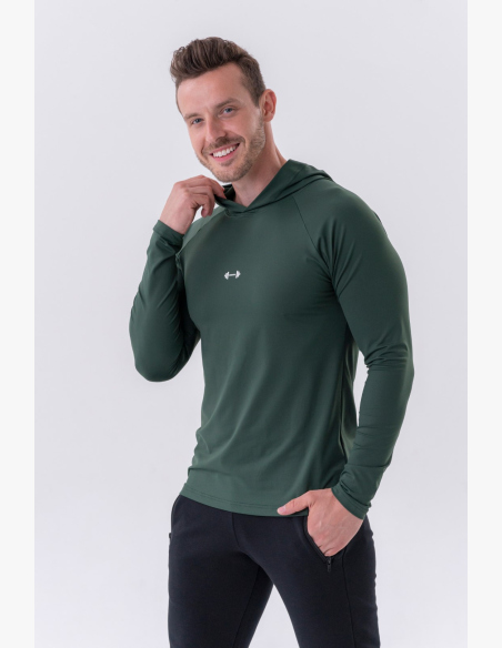 NEBBIA • NEBBIA Maglietta a maniche lunghe con cappuccio verde • Nebshop.it