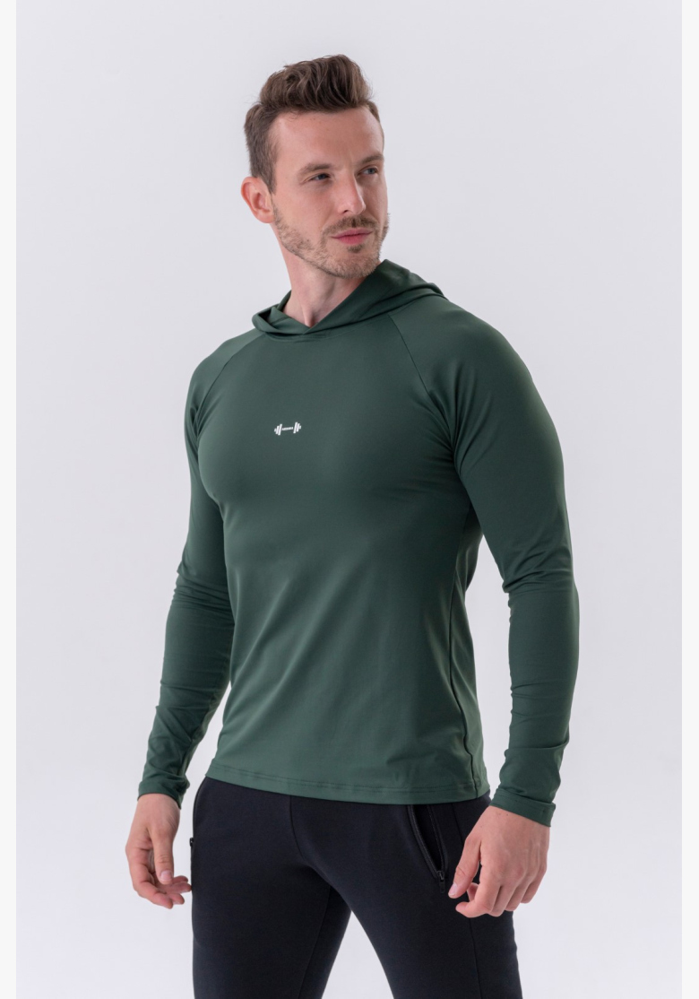 NEBBIA • NEBBIA Maglietta a maniche lunghe con cappuccio verde • Nebshop.it NEBBIA • NEBBIA Maglietta a maniche lunghe con cappuccio verde • Nebshop.it