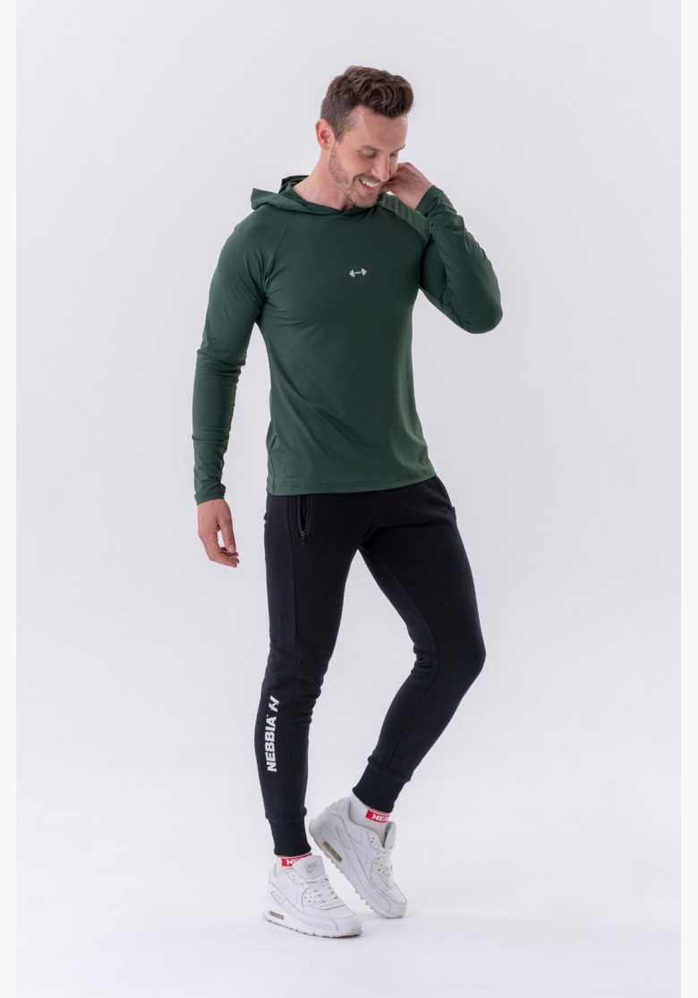 NEBBIA • NEBBIA Maglietta a maniche lunghe con cappuccio verde • Nebshop.it NEBBIA • NEBBIA Maglietta a maniche lunghe con cappuccio verde • Nebshop.it