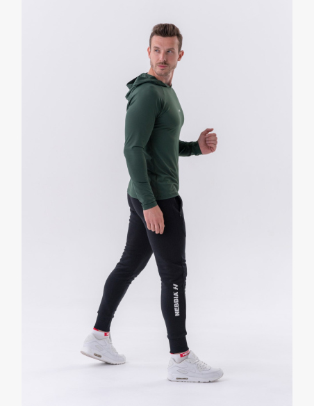 NEBBIA • NEBBIA Tričko s dlhým rukávom a kapucňou zelené • Nebshop.cz