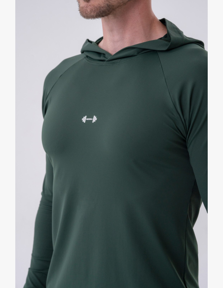 NEBBIA • NEBBIA Maglietta a maniche lunghe con cappuccio verde • Nebshop.it