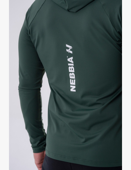 NEBBIA • NEBBIA Maglietta a maniche lunghe con cappuccio verde • Nebshop.it
