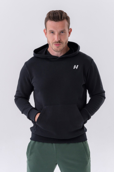 NEBBIA • NEBBIA Mikina cez hlavu s kapucňou a prednou kapsou čierna • Nebshop.sk