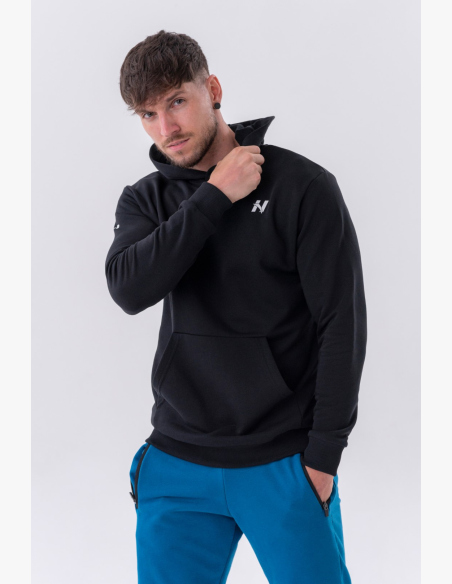 NEBBIA • NEBBIA Mikina cez hlavu s kapucňou a prednou kapsou čierna • Nebshop.sk