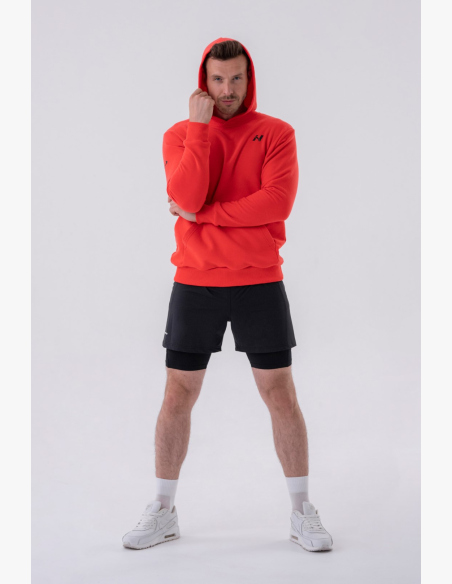 NEBBIA • NEBBIA Mikina cez hlavu s kapucňou a prednou kapsou červená • Nebshop.sk