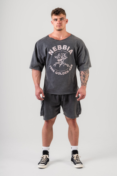 NEBBIA • NEBBIA Washed bavlnený rag top GOLDEN AGE černý • Nebshop.cz 2