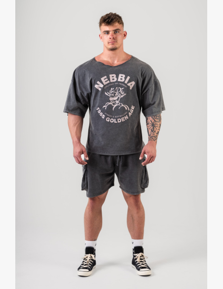 NEBBIA • NEBBIA Washed bavlnený rag top GOLDEN AGE černý • Nebshop.cz