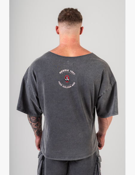 NEBBIA • NEBBIA Washed bavlnený rag top GOLDEN AGE černý • Nebshop.cz