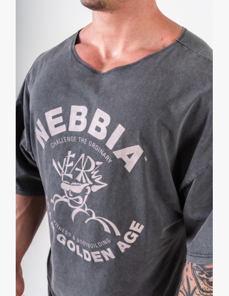 NEBBIA • NEBBIA Washed bavlnený rag top GOLDEN AGE černý • Nebshop.cz