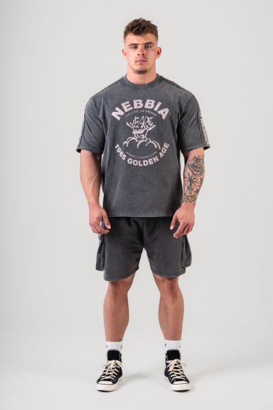 NEBBIA • NEBBIA T-shirt oversize lavato GOLDEN AGE nero • Nebshop.cz
